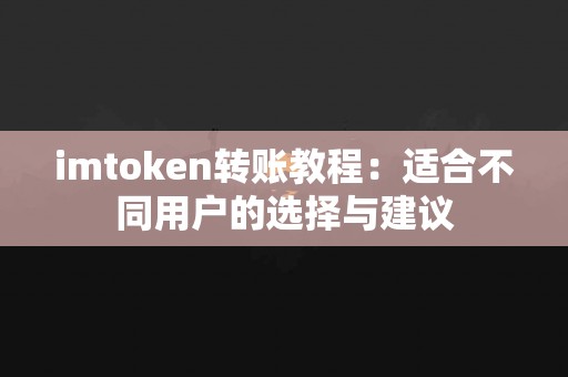 imtoken转账教程：适合不同用户的选择与建议